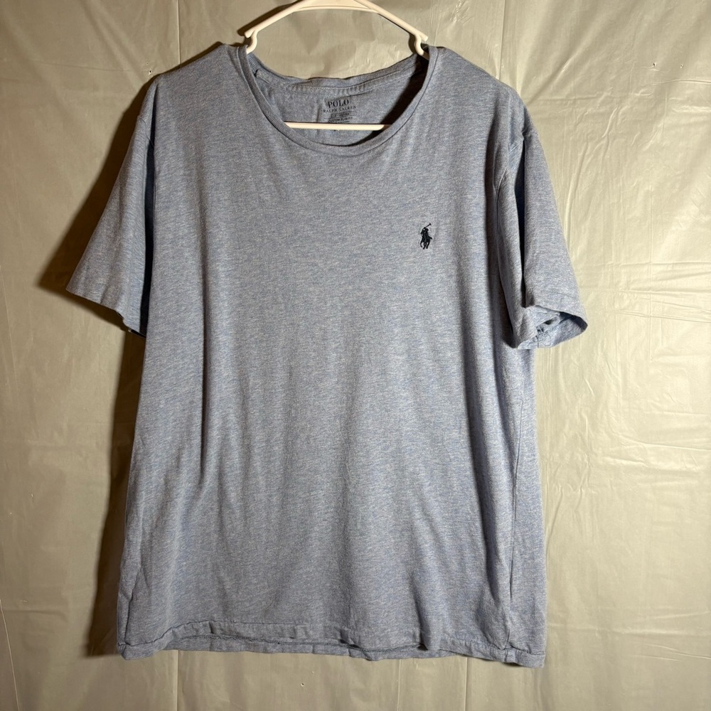 Polo Ralph Lauren Mens T Shirt Large Custom  Slim Fit‎ Light Blue Navy Pony Logo
